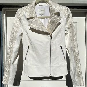7 For All Mankind Malhia Kent white moto style jacket  size S Made in USA